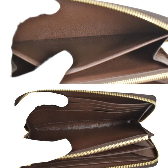 LOUIS VUITTON Zippy Wallet Long Bifold Purse Damier Leather Brown - Picture 9 of 15